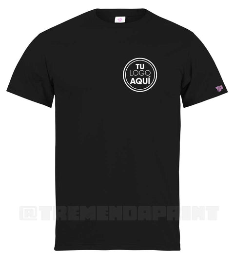 Polera Negra Unisex Con Logo Pequeño en Pecho